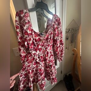 Crystal Doll Red and White Floral Dress